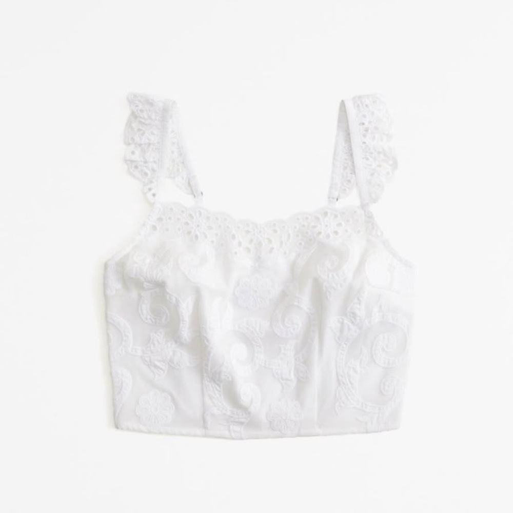 NEW Abercrombie Eyelet White Lace Sleeveless Top Size Large L